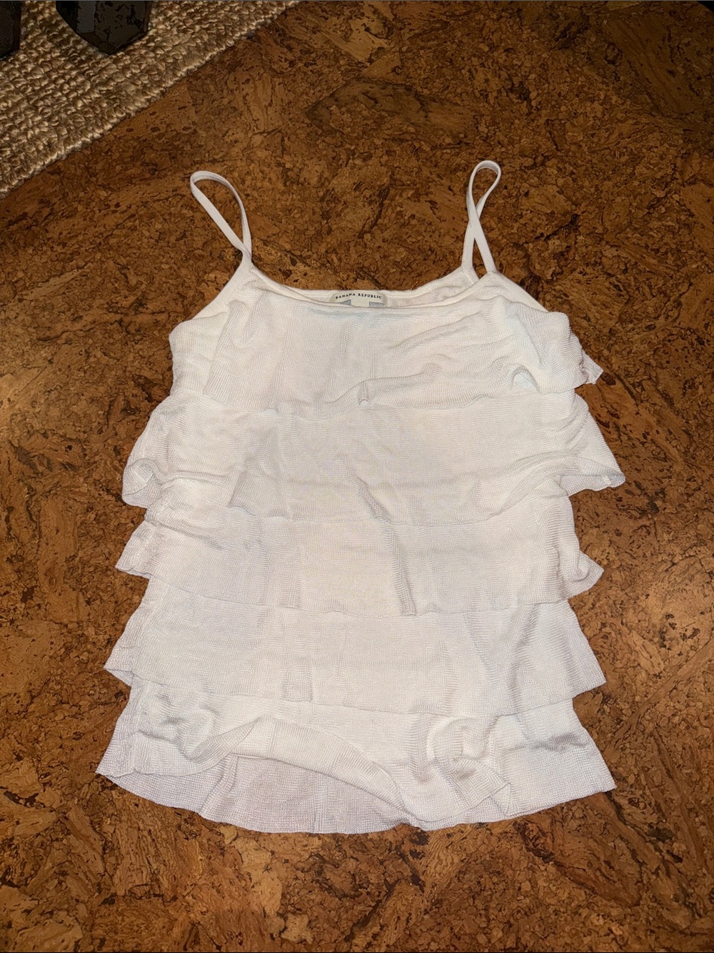 Banana Republic White Ruffle Tiered Camisole